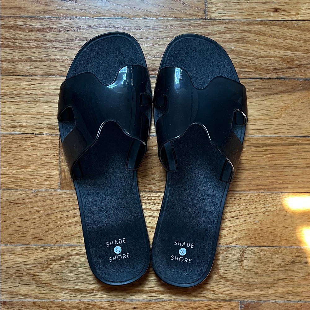 Target Shade & Shore Glossy Black Slide Sandals